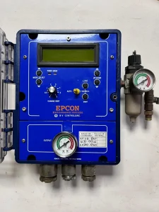EPCON electro pneumatic valve controller during calibration and health check service onboard in Spain including Algeciras, Gibraltar, Huelva, Cartagena, Barcelona, and Bilbao.