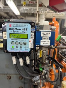 BilgMon 488 15 ppm bilge alarm system by HSN Kikai Kogyo Heishin Pump Works during onboard calibration and sensor verification.